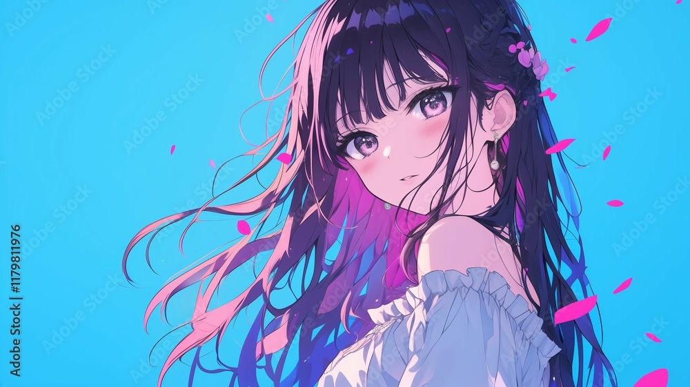 Naklejka premium アニメ調の日本人美少女の様々なシーン_表情