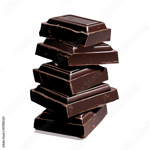 Pieces of black chocolate vector illustration (5)