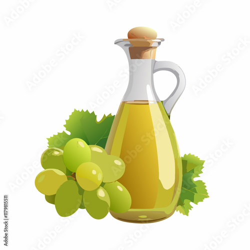 Realistic glass jar of grape seed food oil  vector illustration (6)