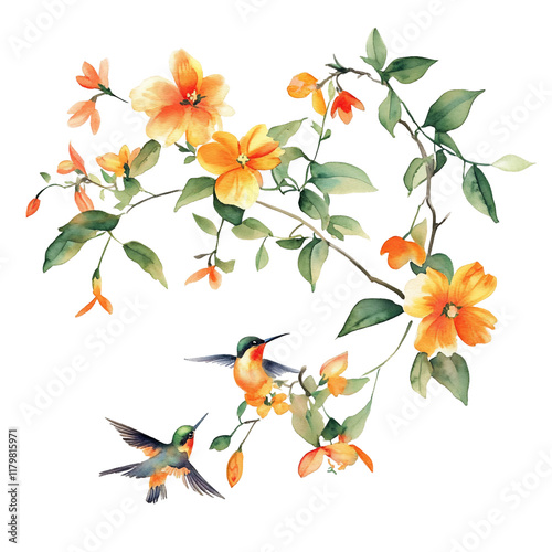 Delicate Watercolor Floral Illustration of Birds-Foot Treefoil photo