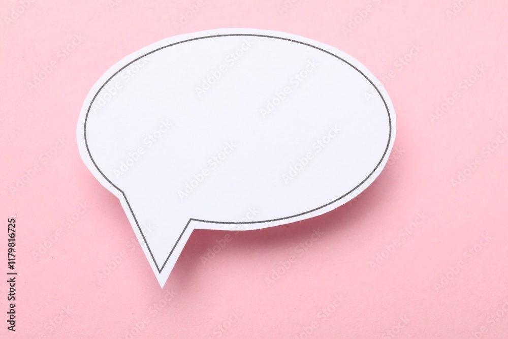 Blank speech bubble on light pink background. Space for text Blank speech bubble on light pink background. Space for text