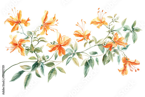 Delicate Watercolor Floral Illustration of Birds-Foot Treefoil photo