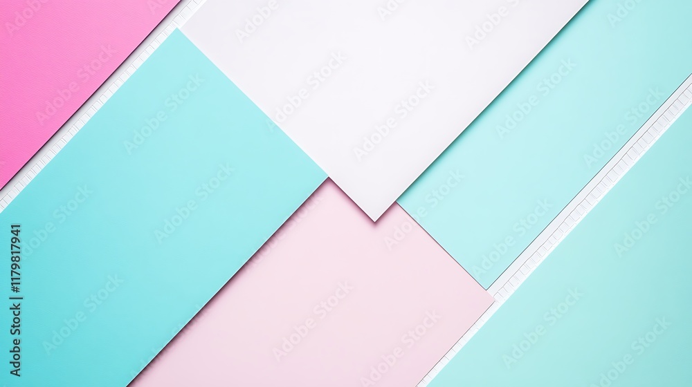 Pastel colored paper shapes create abstract design Pastel colored paper shapes create abstract design