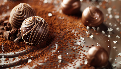 belles truffes en chocolat réalisés par un patissier gourmand photo