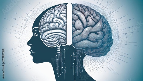 Left right human brain concept