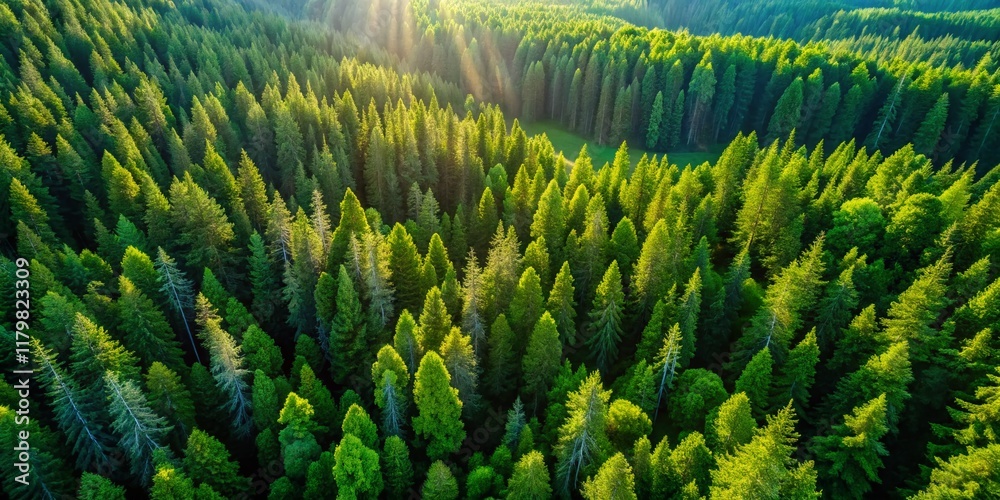 Fototapeta premium Majestic BC Canada Forest Aerial Drone Photography - Lush Evergreen Trees