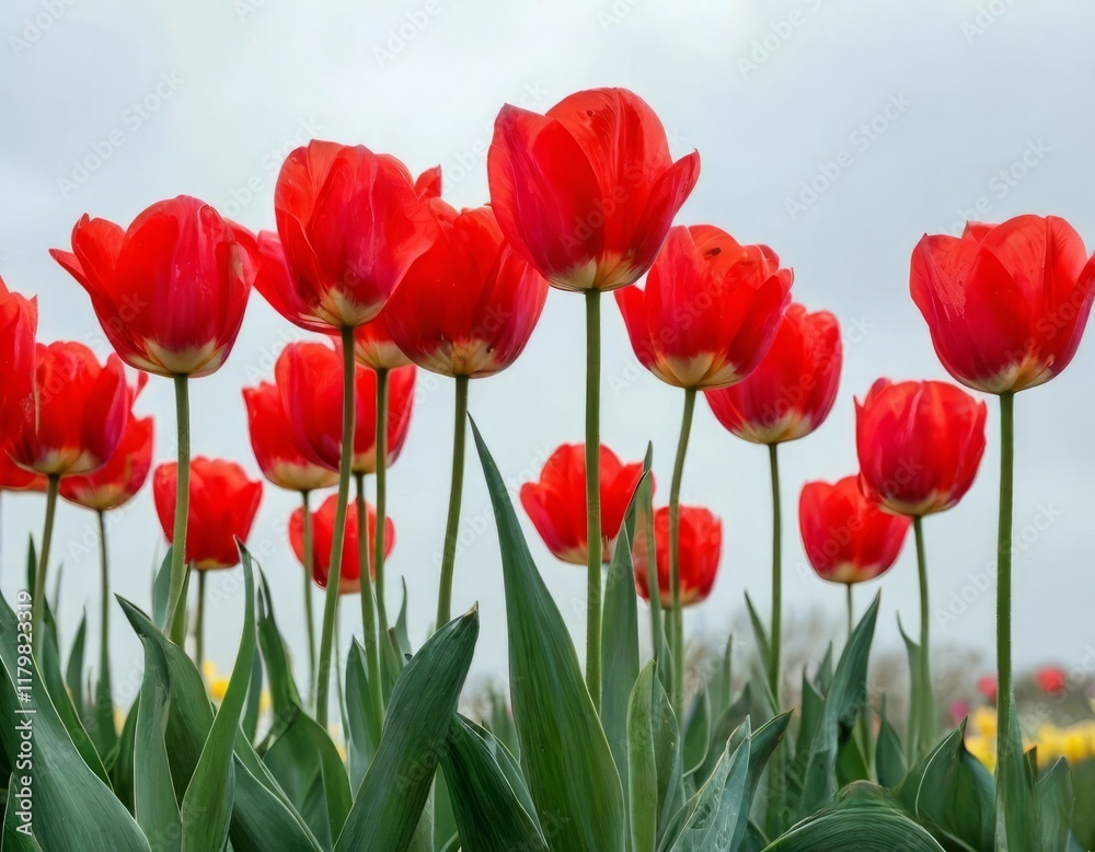 Fototapeta premium tulips on warm abstract gray background
