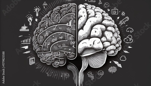 Left right human brain concept