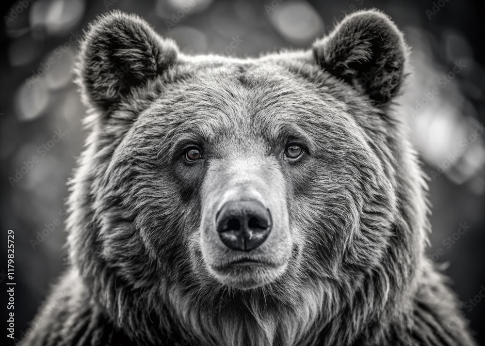 Majestic Black and White Bear Portrait: High-Resolution Stock Photo