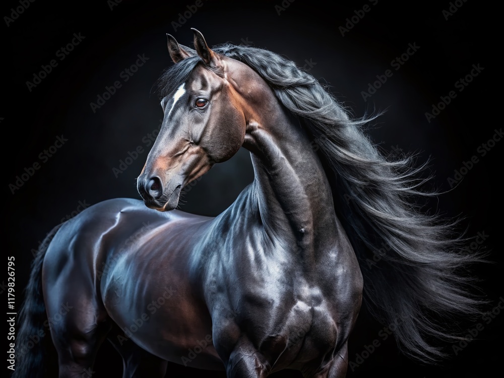 Majestic Black Stallion: Elegant Horse Portrait Photography Majestic Black Stallion: Elegant Horse Portrait Photography