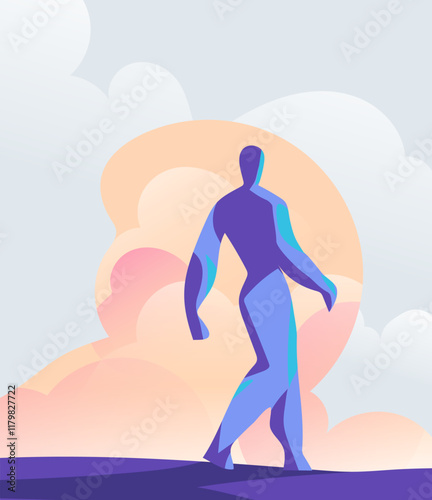 Silhouette of a man standing against the sky, gazing at the horizon
