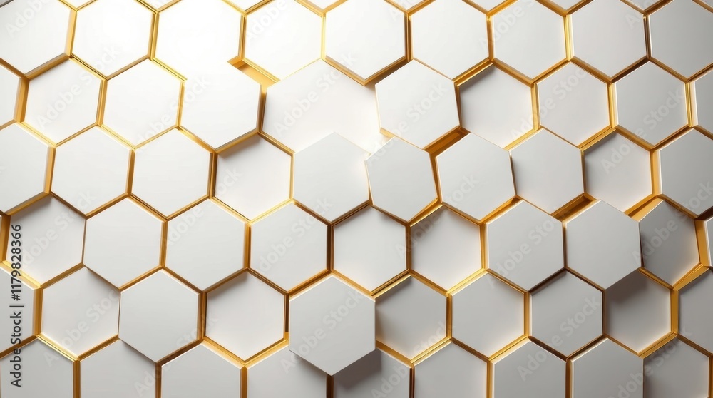 Intricate arrangement of golden edged hexagons creating a stunning modern design in a minimalist style Intricate arrangement of golden edged hexagons creating a stunning modern design in a minimalist style