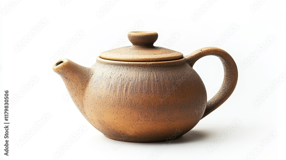 Elegant Brown Teapot on White Background Elegant Brown Teapot on White Background