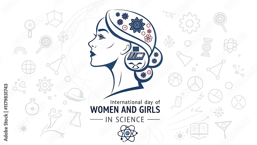 Fototapeta Women in Science Profile. International Day of Women and Girls in Science