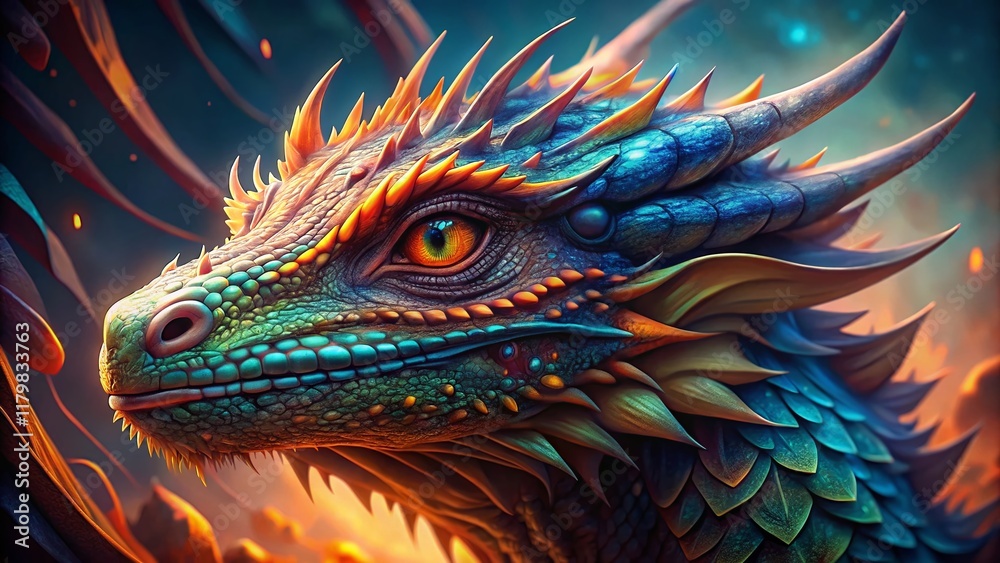 Obraz premium Majestic Dragon Pencil Sketch, High-Detail Fantasy Art