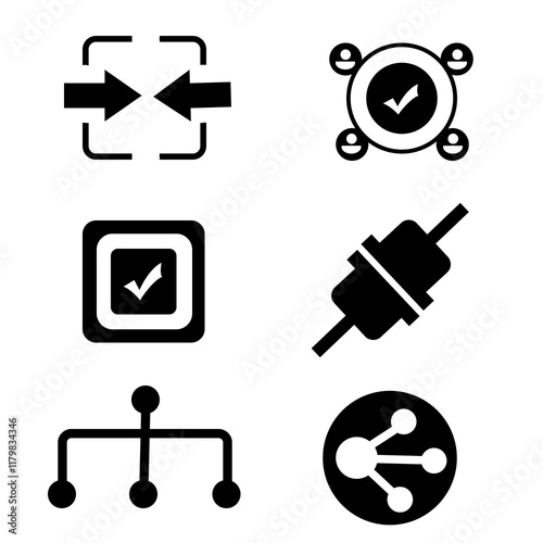  connect the icon set containing the network