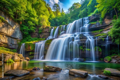 Majestic Falls Creek Falls, Tennessee: Cascading Water and Lush Forest Landscape