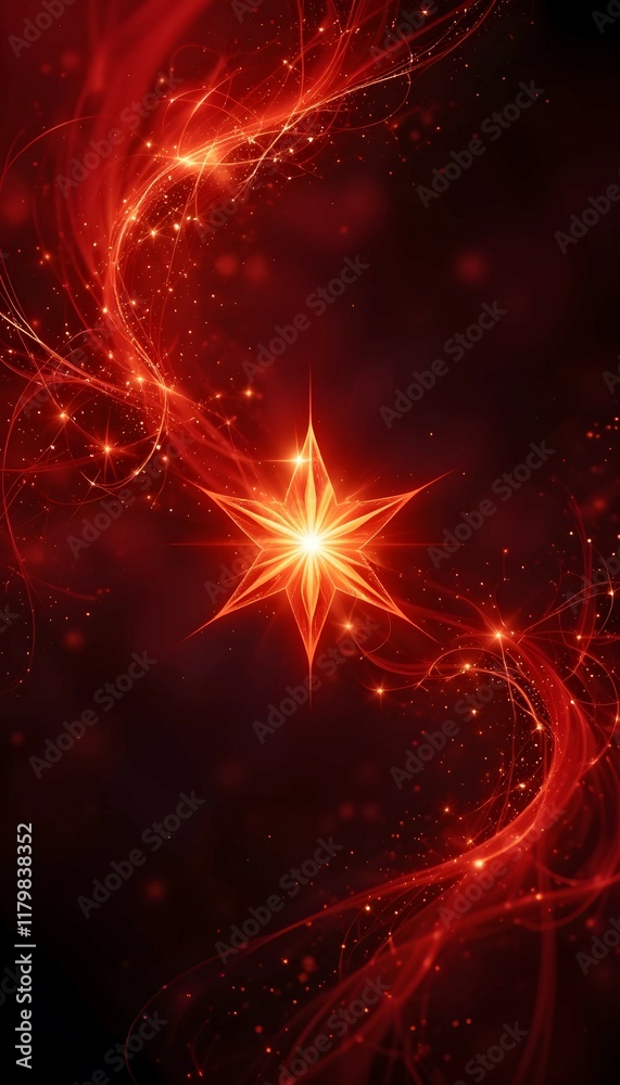 Elegant Red Sparkling Background with Glowing Stars and Wave-Like Light Effects - Festive and Vibrant Elegant Red Sparkling Background with Glowing Stars and Wave-Like Light Effects - Festive and Vibrant