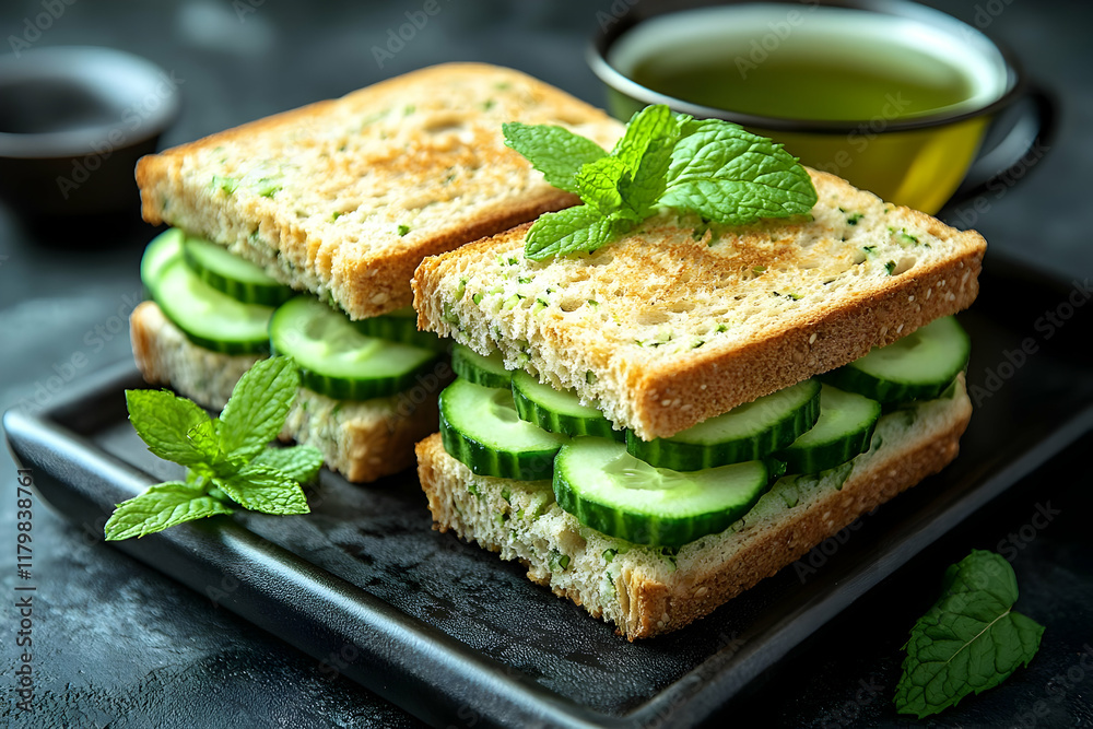 Refreshing Cucumber Sandwiches with Mint and Tea: A Light and Healthy Meal Refreshing Cucumber Sandwiches with Mint and Tea: A Light and Healthy Meal