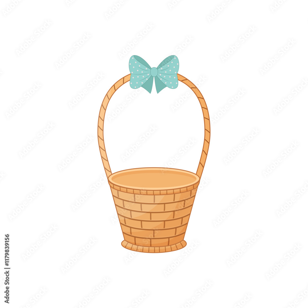 Empty Easter basket with blue bow. Vector illustration Empty Easter basket with blue bow. Vector illustration