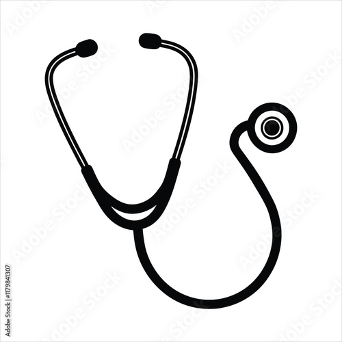 Stethoscope silhouette vector icon illustration,stethoscope,medical equipment,doctor equipment on white background