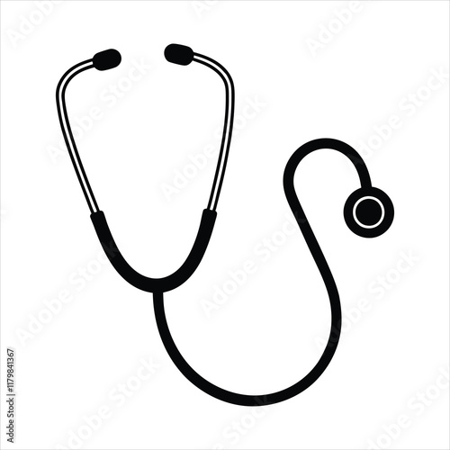 Stethoscope silhouette vector icon illustration,stethoscope,medical equipment,doctor equipment on white background