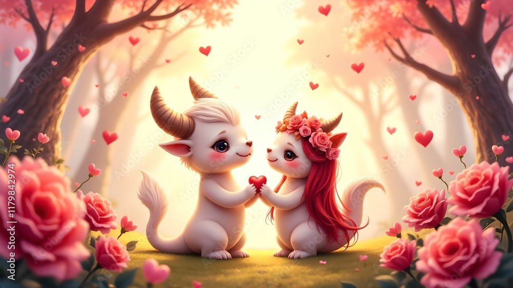 Valentine's Day with two mythical romantic creatures Valentine's Day with two mythical romantic creatures