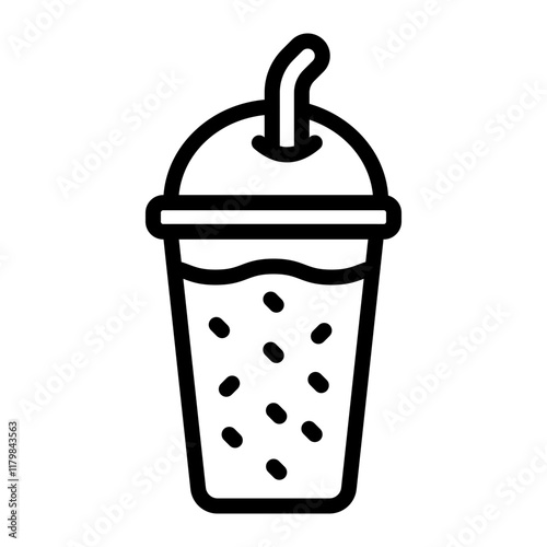 Green Smoothie Vector Line Icon Design