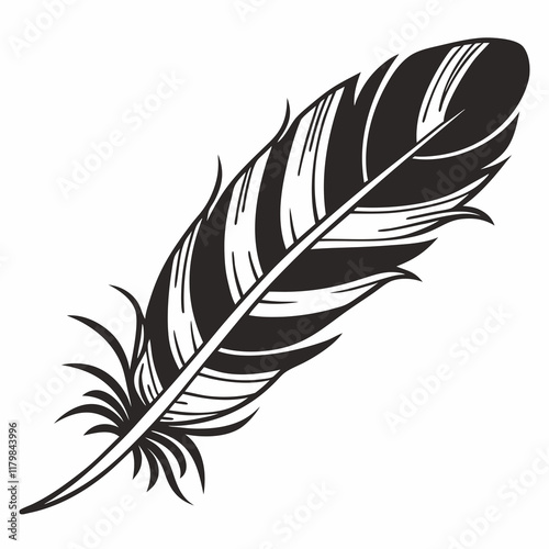 Bird feather silhouettes. bird feather icon Black Silhouette