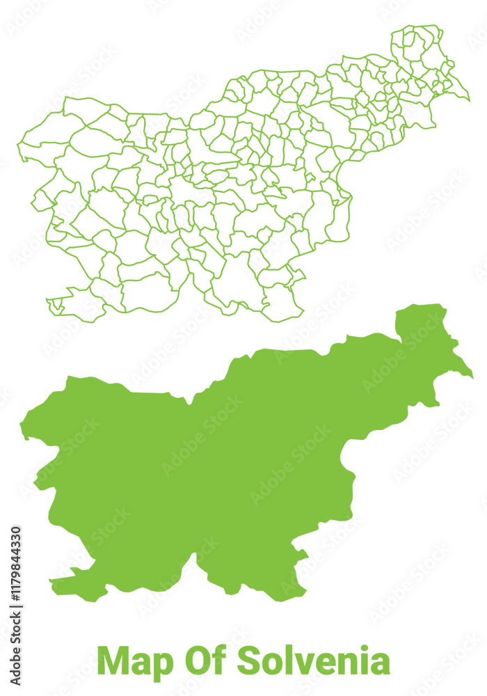 Green Slovenia map outline and flat vector illustration Green Slovenia map outline and flat vector illustration