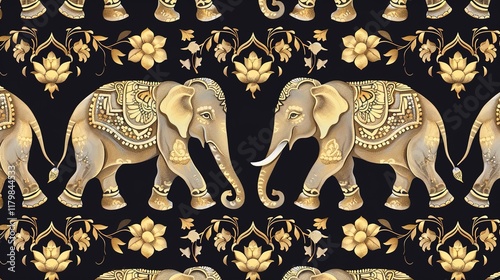 Thai elephant pattern wallpaper photo