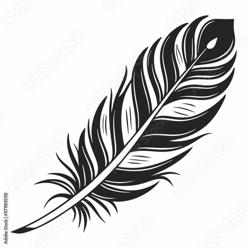 Bird feather silhouettes. bird feather icon Black Silhouette