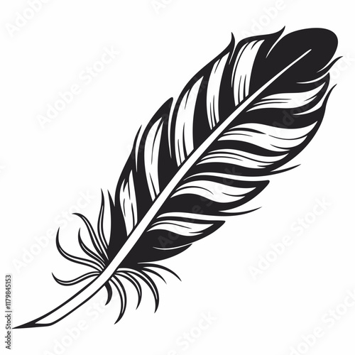 Bird feather silhouettes. bird feather icon Black Silhouette