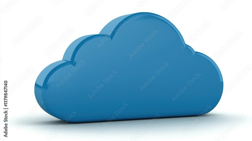 3D Render of a Shiny Blue Cloud Icon Cloud Computing Data Storage Network Symbol 3D Render of a Shiny Blue Cloud Icon Cloud Computing Data Storage Network Symbol