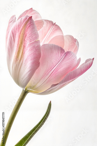 Pink tulip on white background