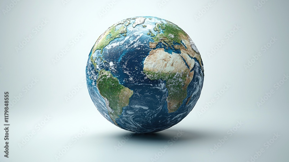 Fototapeta premium Earth globe, isolated, simple, realistic depiction, educational use.