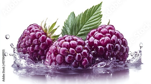 Wallpaper Mural Fresh blackberries splashing in water, showcasing their vibrant color and juiciness. Torontodigital.ca