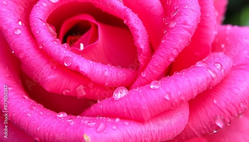 Vibrant Pink Rose Dewdrops Closeup Soft Focus Floral Image photo