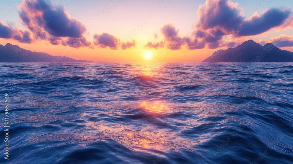 Vibrant sunset over calm ocean. (1) Vibrant sunset over calm ocean. (1)