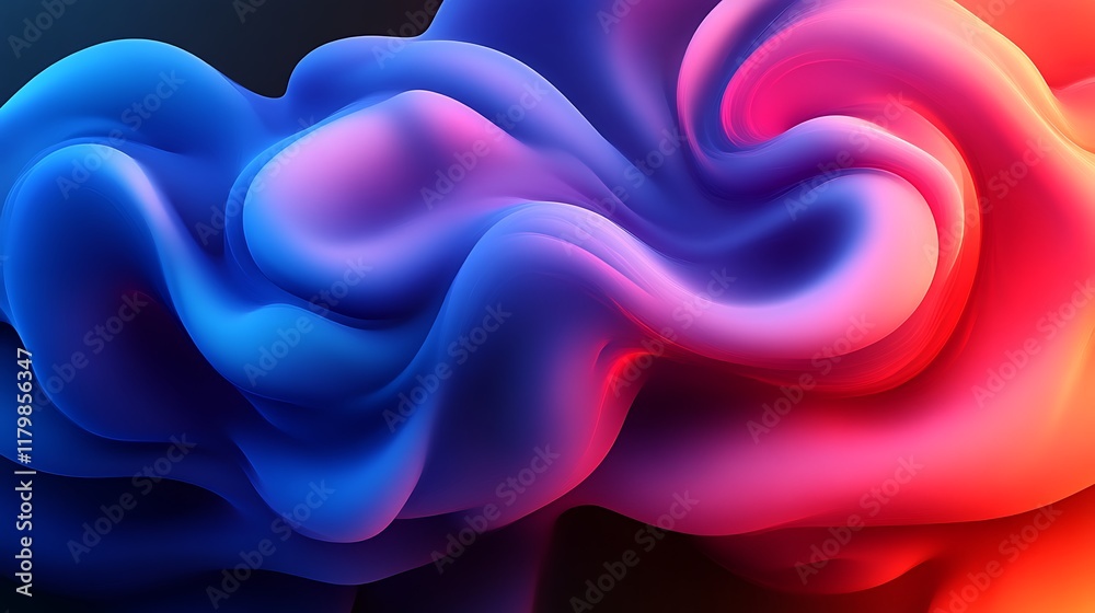 Obraz premium Abstract Blue and Red Swirling Fluid Forms