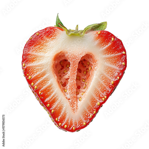 Wallpaper Mural cut in half strawberry, front view, isolated on white Torontodigital.ca