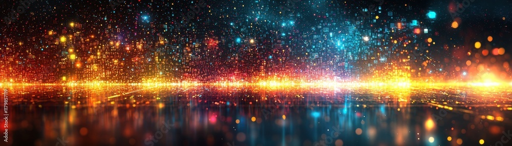 Obraz premium Vibrant Abstract Background with Glowing Particles and Lights Ideal for Creative Design and Digital Artwork