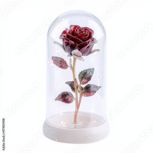 Enchanted Red Rose Under Glass Dome photo