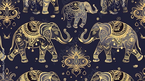 thai elephant seamless pattern wallpaper photo