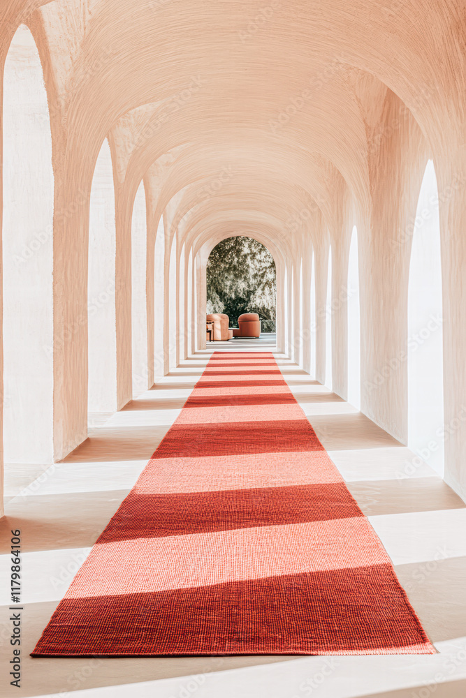 Fototapeta premium Serene minimalist passageway a tranquil interior in an architectural concept