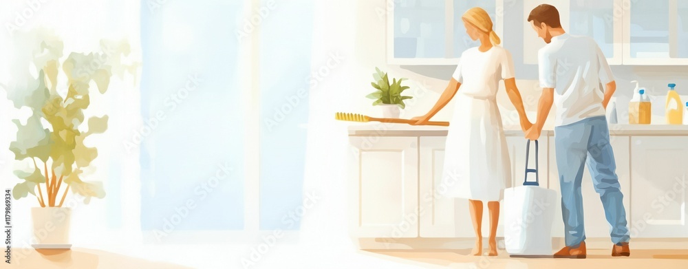 Man and woman standing in a kitchen Man and woman standing in a kitchen