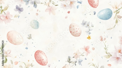 Bright and colorful Easter eggs surrounded by delicate spring flowers in a cheerful design suitable for various celebrations