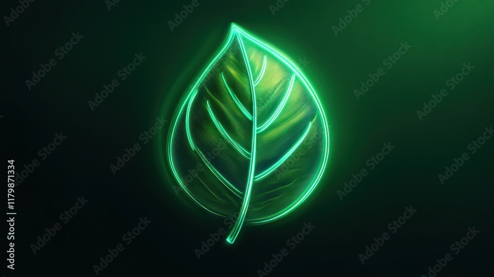 Glowing Neon Leaf Abstract Nature Artwork Green Energy Concept Digital Art Graphic Design Glowing Neon Leaf Abstract Nature Artwork Green Energy Concept Digital Art Graphic Design