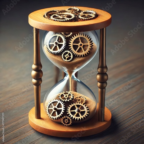 Hourglass with Clockwork Gears Small decorative gears incorporat photo