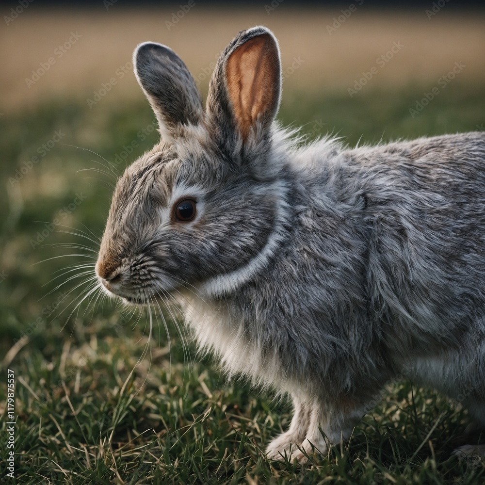 A sleek and elegant rabbit with silver fur racing against the wind. A sleek and elegant rabbit with silver fur racing against the wind.
